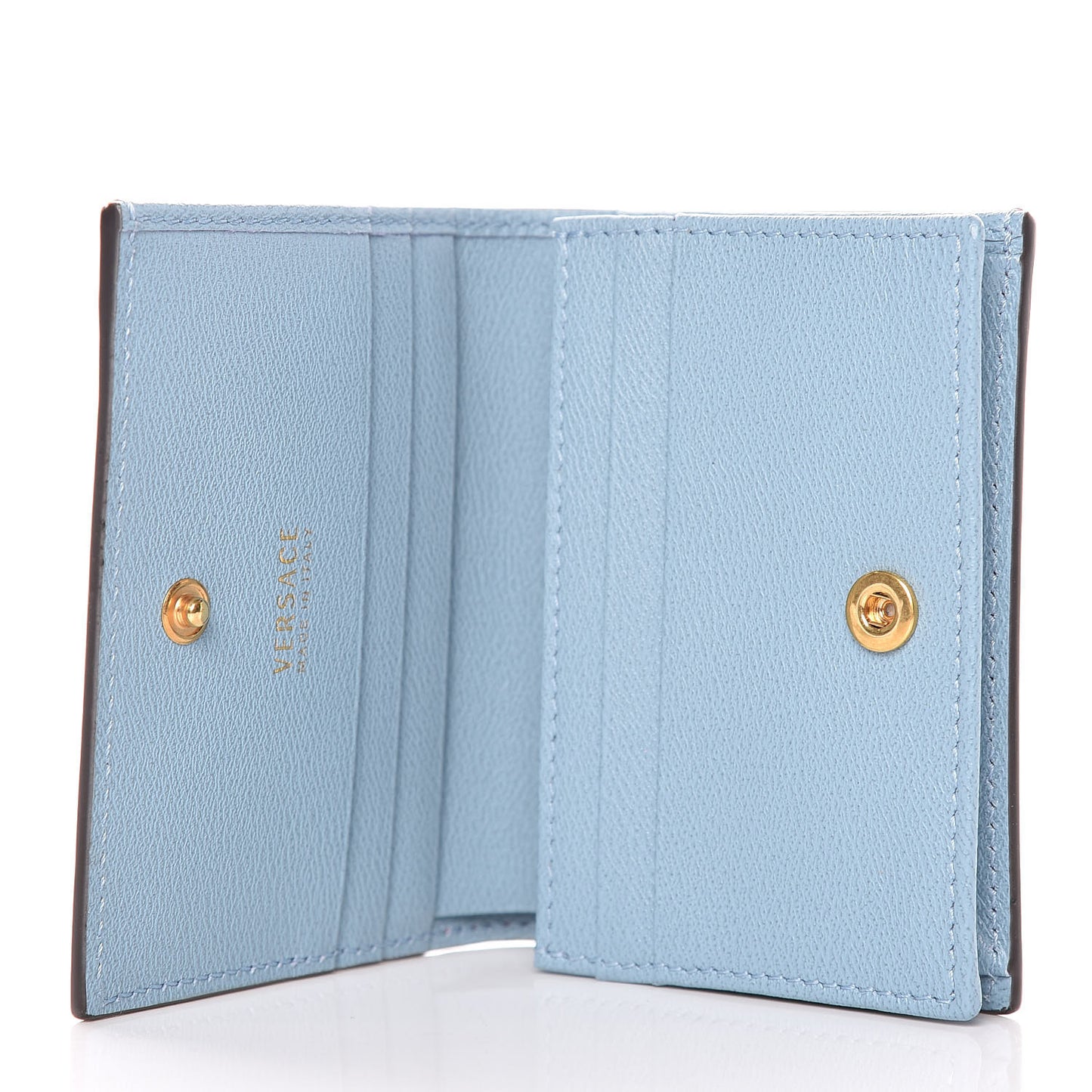 Calfskin Large Medusa Flap Over Wallet Pink Blue