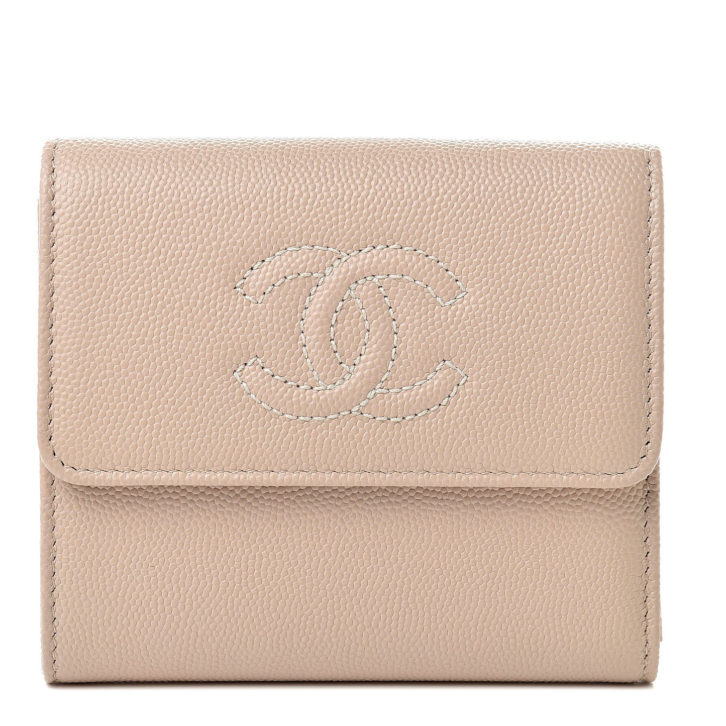 Caviar Timeless CC Compact Flap Wallet Beige