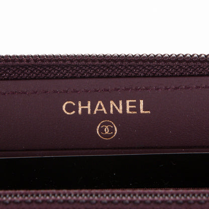 Chanel Caviar Quilted Small Boy Zip Around Wallet Dark Purple 6 of 8