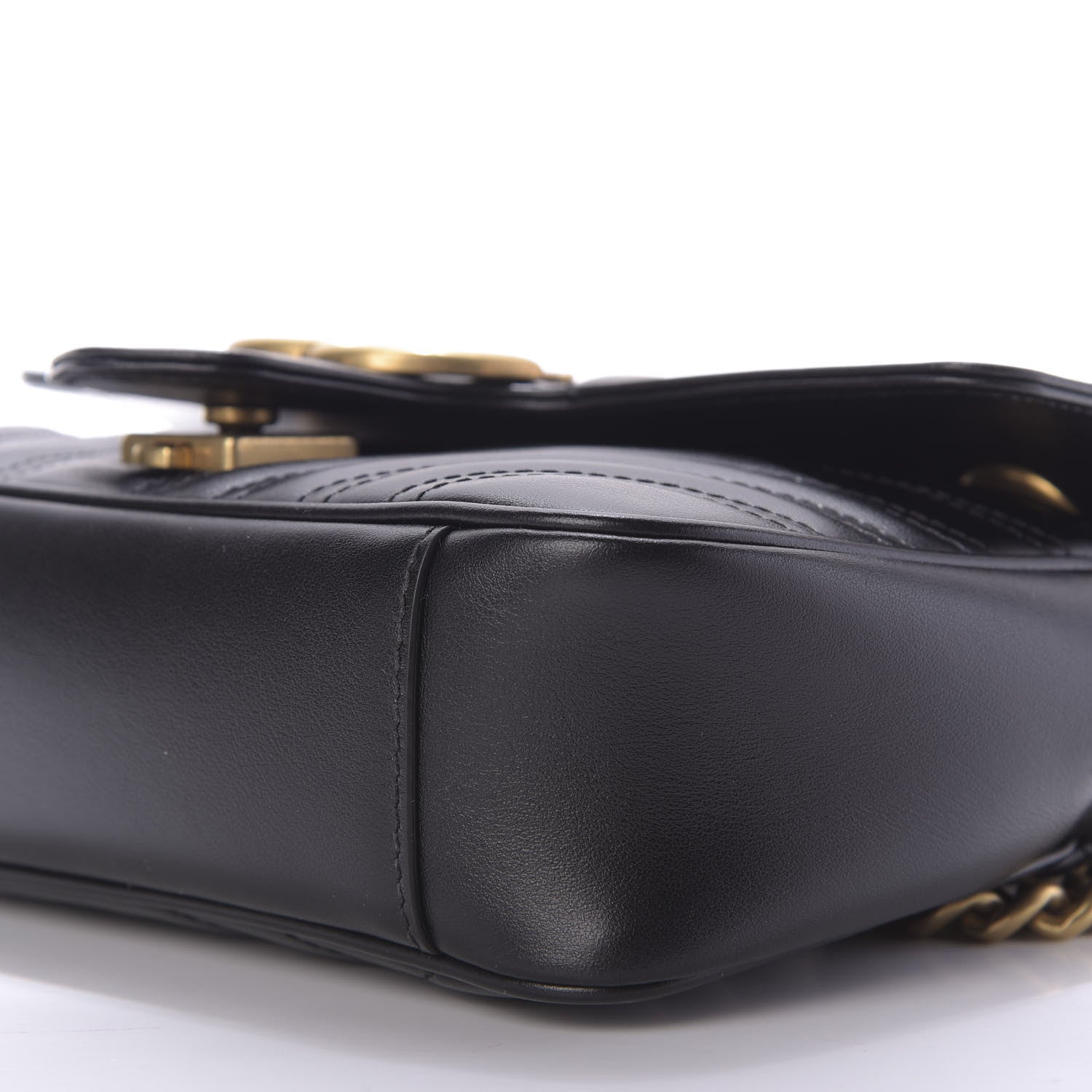 Gucci Calfskin Matelasse Mini GG Marmont Shoulder Bag Black 7 of 10