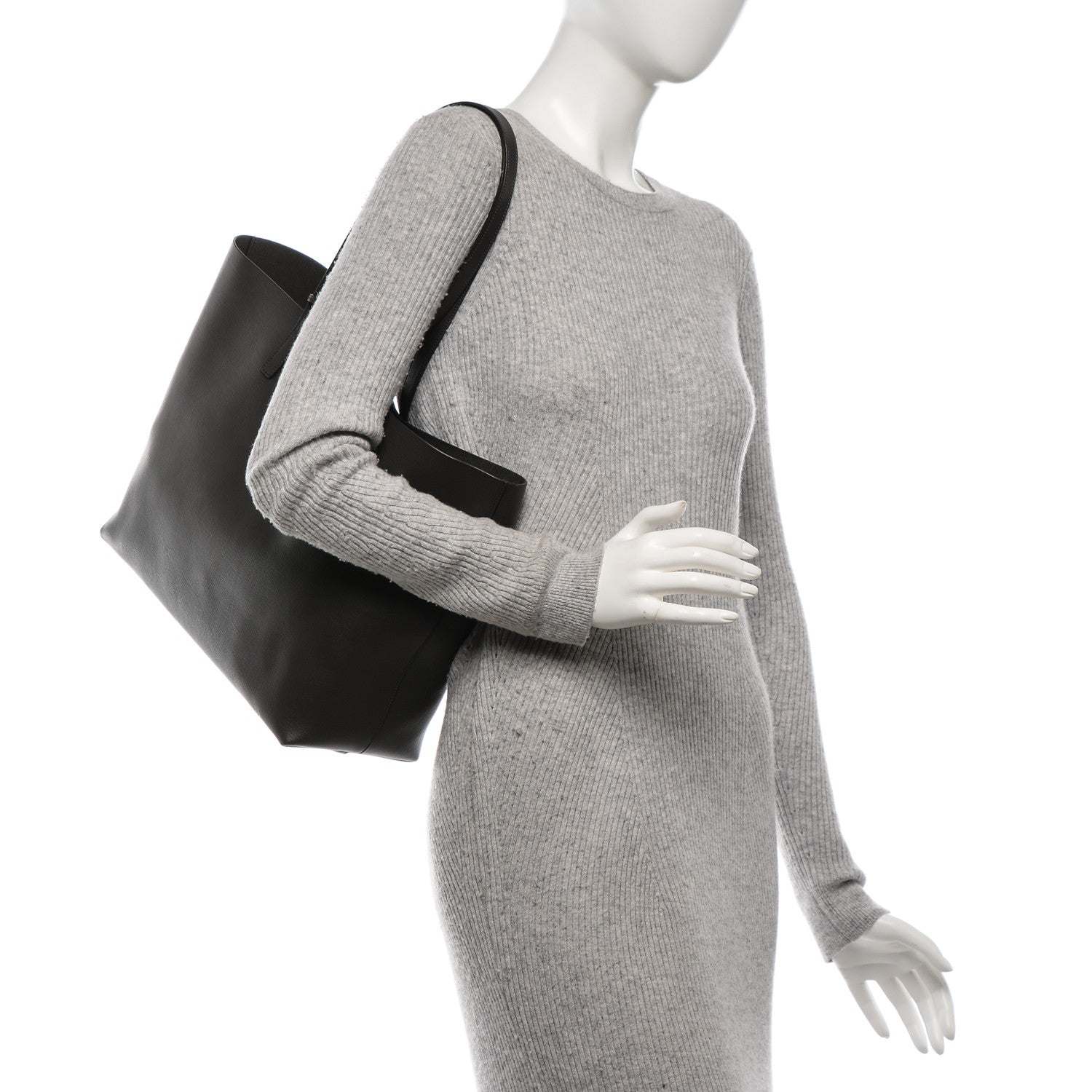 Saint Laurent Calfskin Large Shopping Tote Dark Grey 2 of 9