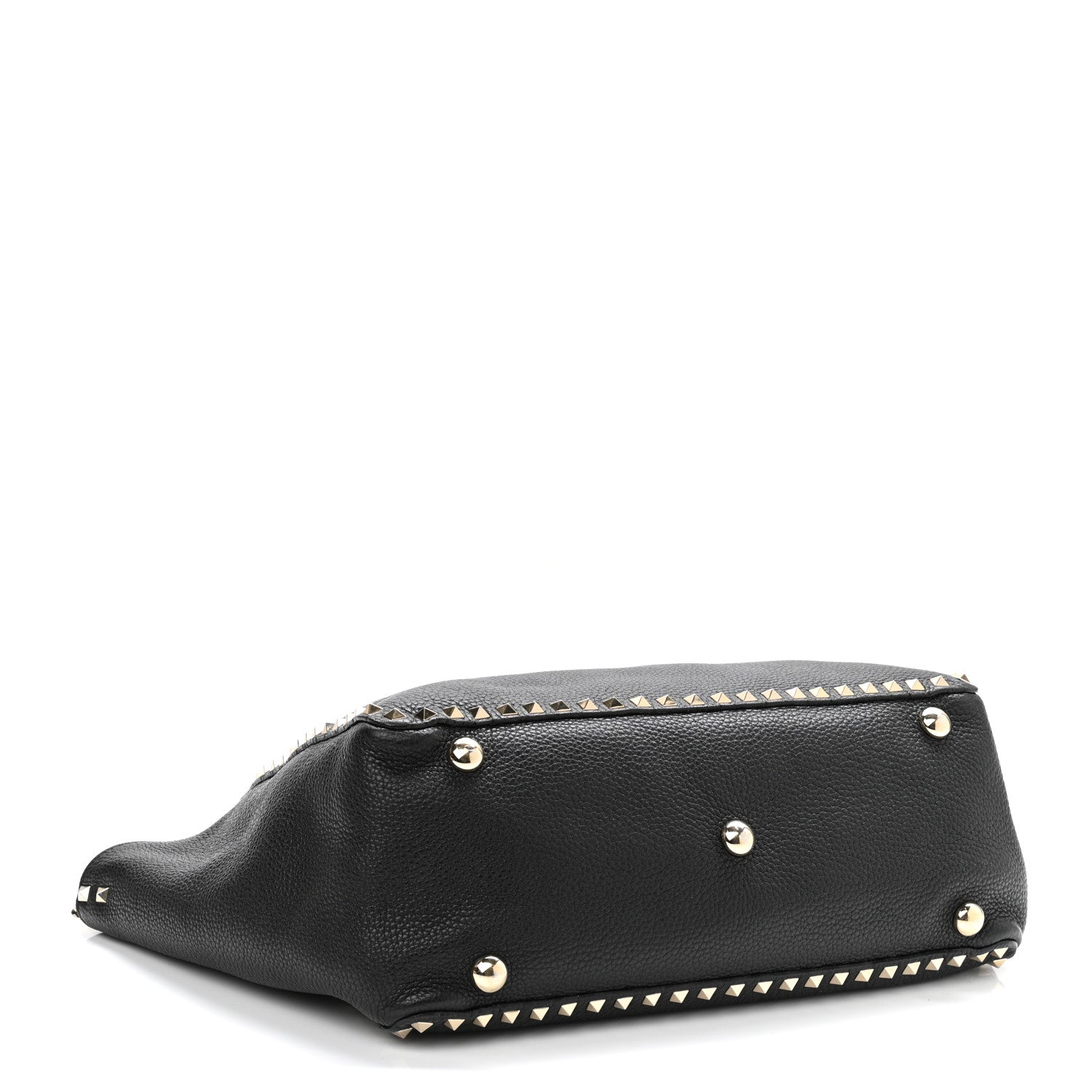 Valentino Garavani Pebbled Calfskin Medium Rockstud Tote Black 4 of 10
