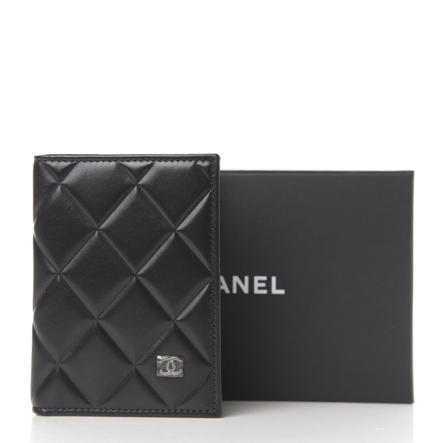 Lambskin Quilted Card Holder Wallet Black