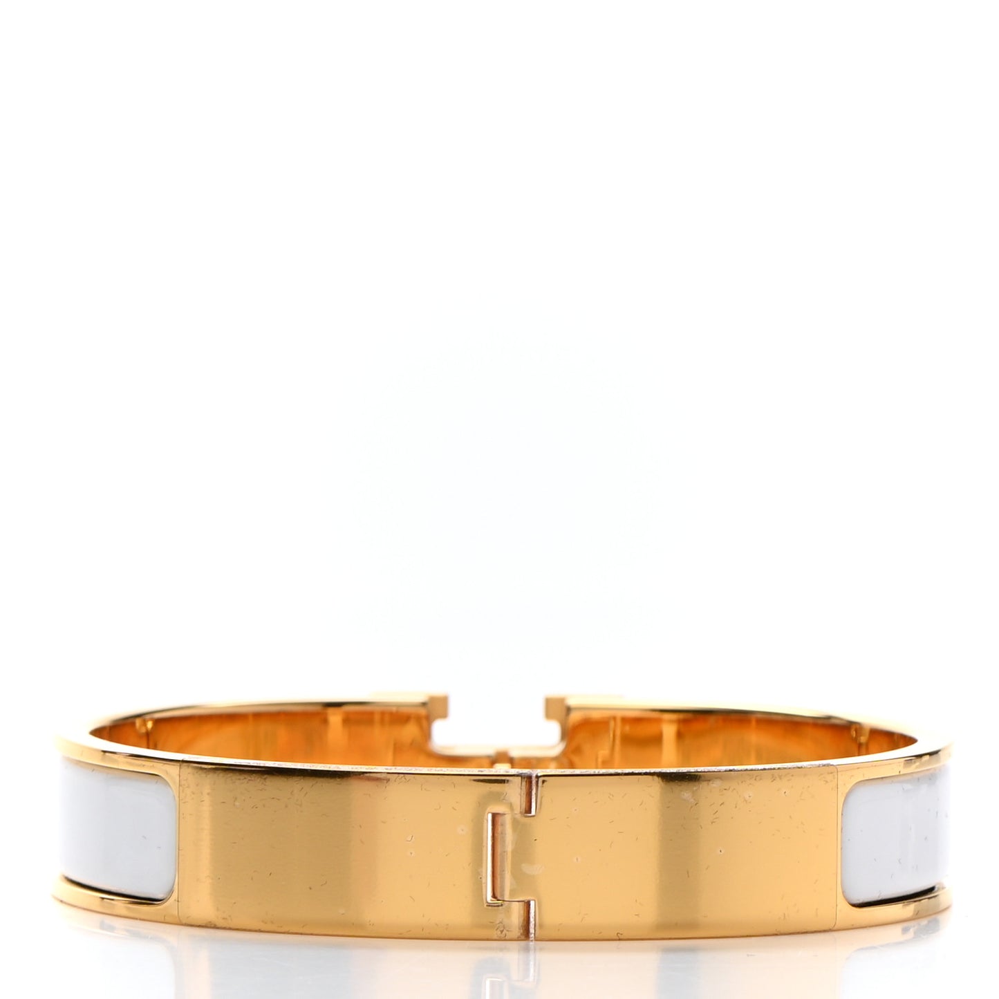 Enamel Narrow Clic Clac H Bracelet GM White
