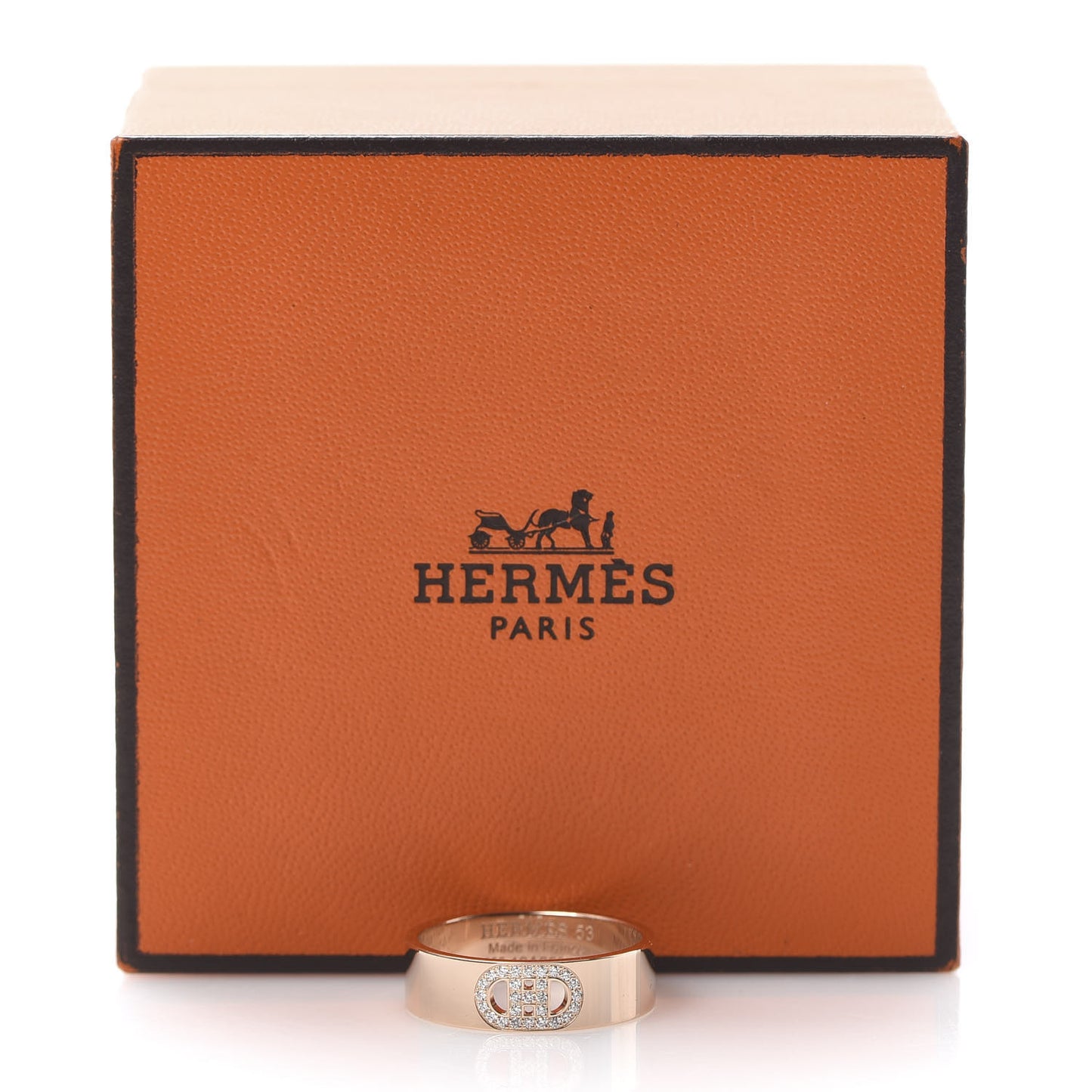 18K Rose Gold Diamond PM H D'Ancre Ring 53 6.25
