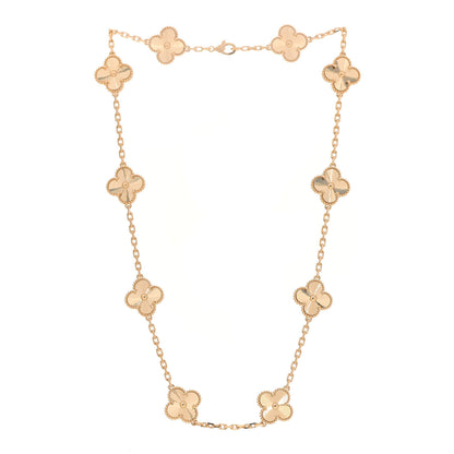 Van Cleef & Arpels 18K Yellow Gold 10 Motifs Guilloche Vintage Alhambra Necklace 3 of 6