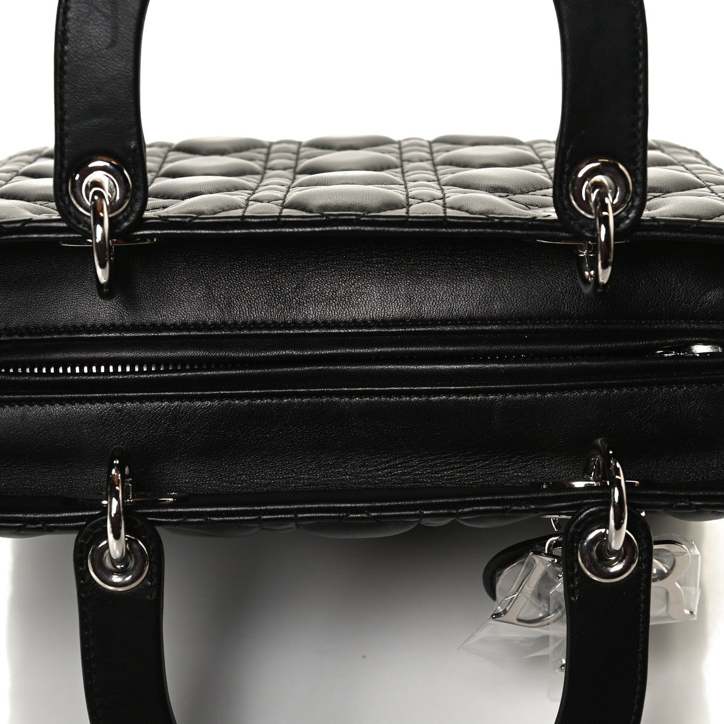 Lambskin Cannage Medium Lady Dior Crystal Strap Black
