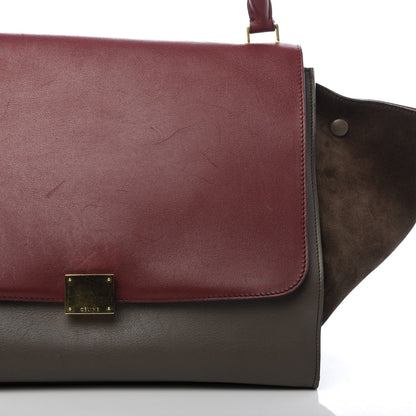 Celine Calfskin Suede Large Tri-Color Trapeze Granite 11 of 13