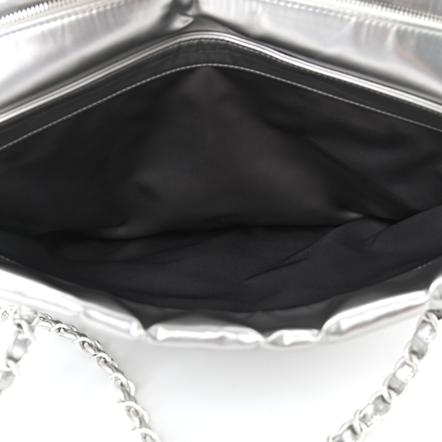 Chanel Vinyl Quilted Frozen Shopping Tote Silver 7 of 13