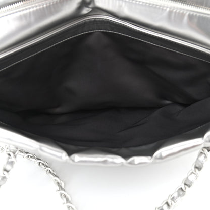 Chanel Vinyl Quilted Frozen Shopping Tote Silver 7 of 13