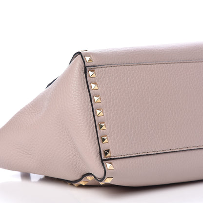 Valentino Garavani Pebbled Calfskin Small Rockstud Double Handle Tote Poudre 7 of 9