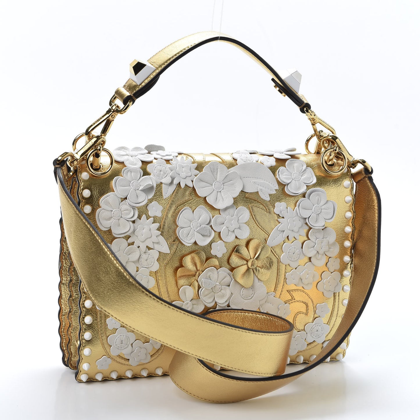 Metallic Calfskin Wonder Monster Kan I Shoulder Bag Gold
