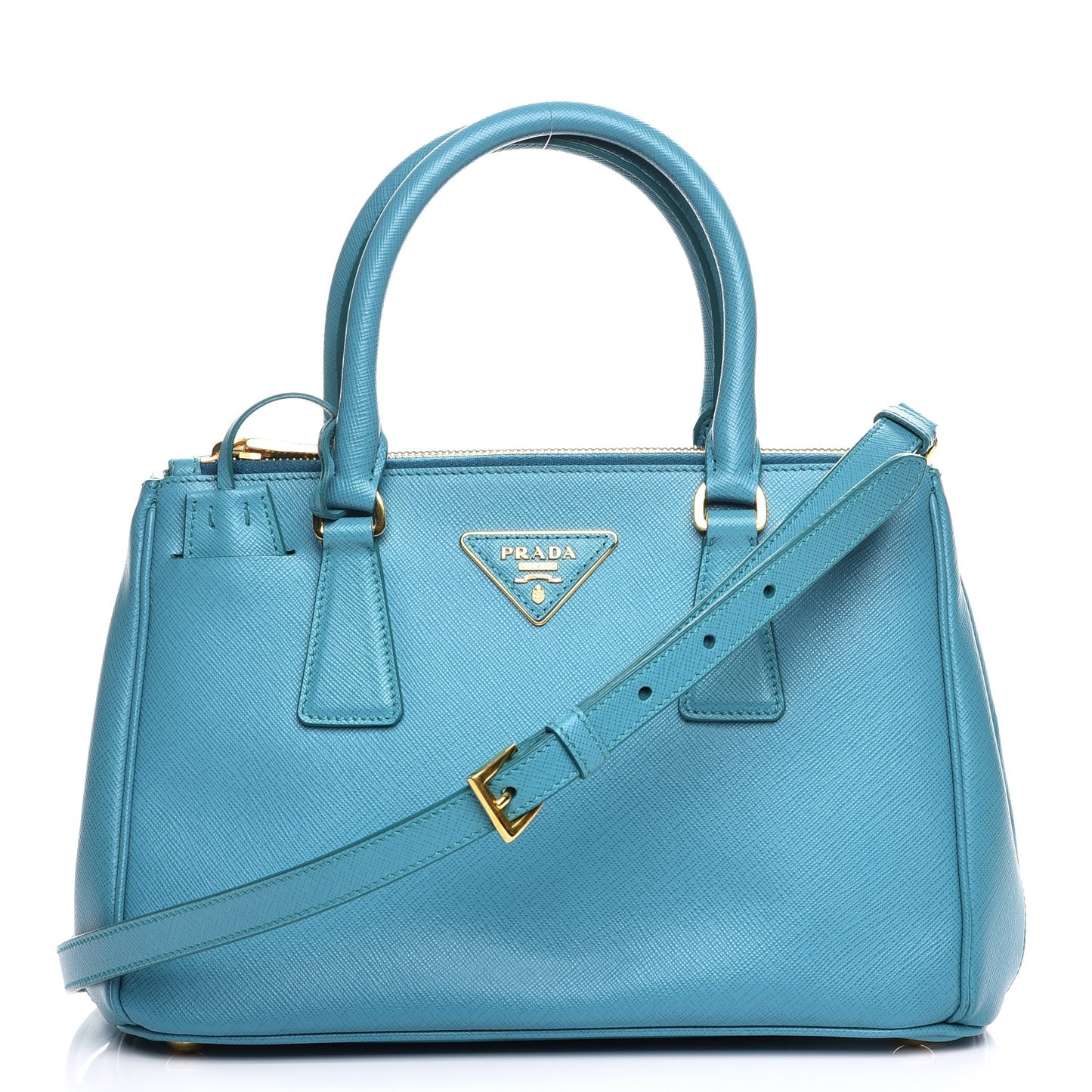 Saffiano Mini Galleria Double Zip Tote Turchese