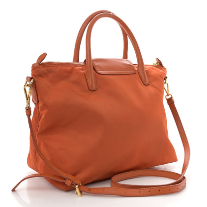 Prada Tessuto Nylon Saffiano Tote Papaya 3 of 16