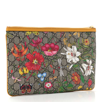 Gucci GG Supreme Monogram Flora Large Ophidia Pouch Clutch Beige Multicolor Crop 3 of 7