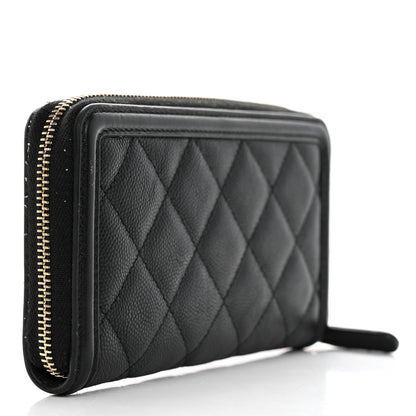 Chanel Caviar Quilted Medium Filigree Zip Around Wallet Black 3 of 11