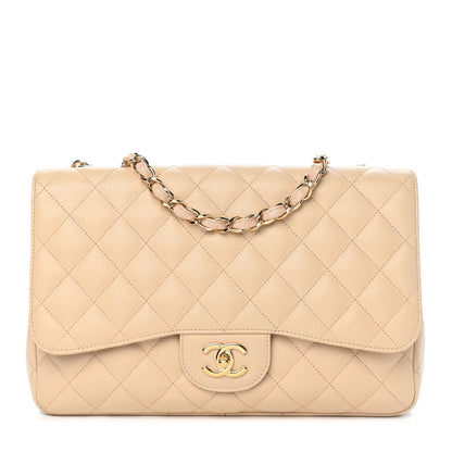 Chanel Caviar Quilted Jumbo Single Flap Beige 1 of 9