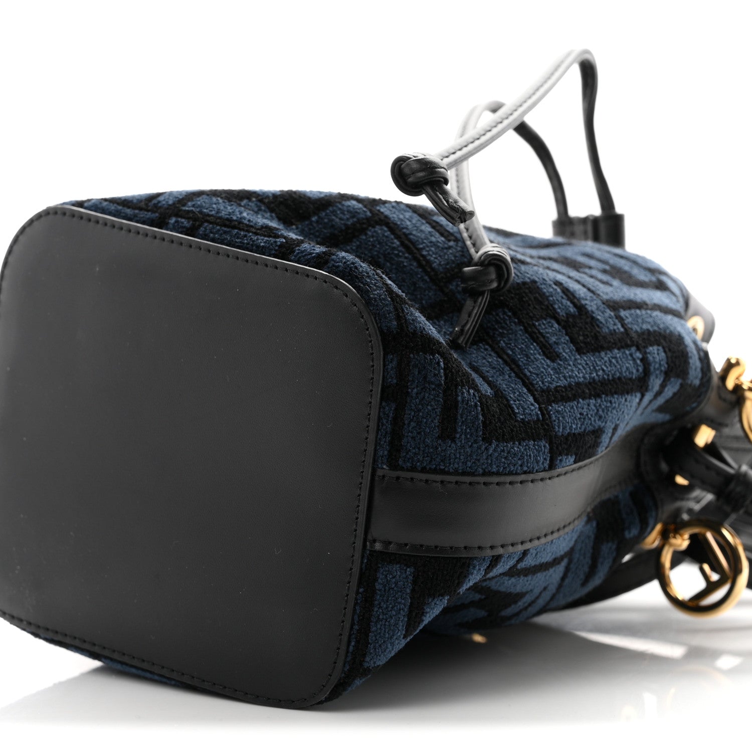 Fendi Chenille Vitello King FF Mini Mon Tresor Bucket Bag Blue Black 9 of 9