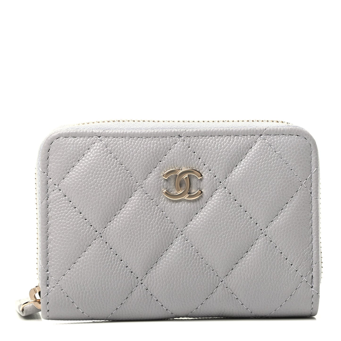 Caviar Quilted Zip Coin Purse Grey