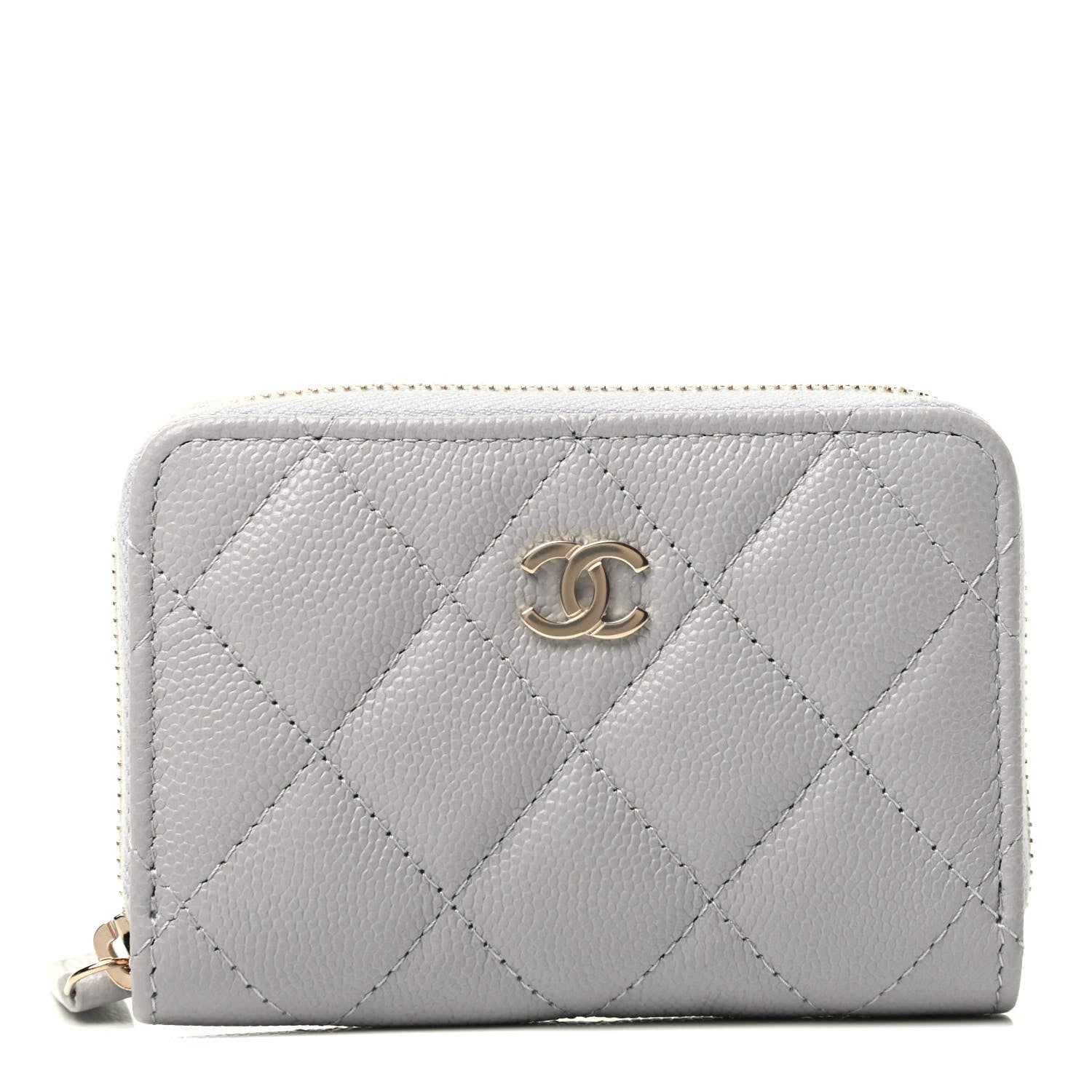 Chanel Caviar Quilted Zip Coin Purse Grey 1 of 3