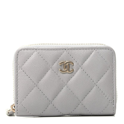 Chanel Caviar Quilted Zip Coin Purse Grey 1 of 3