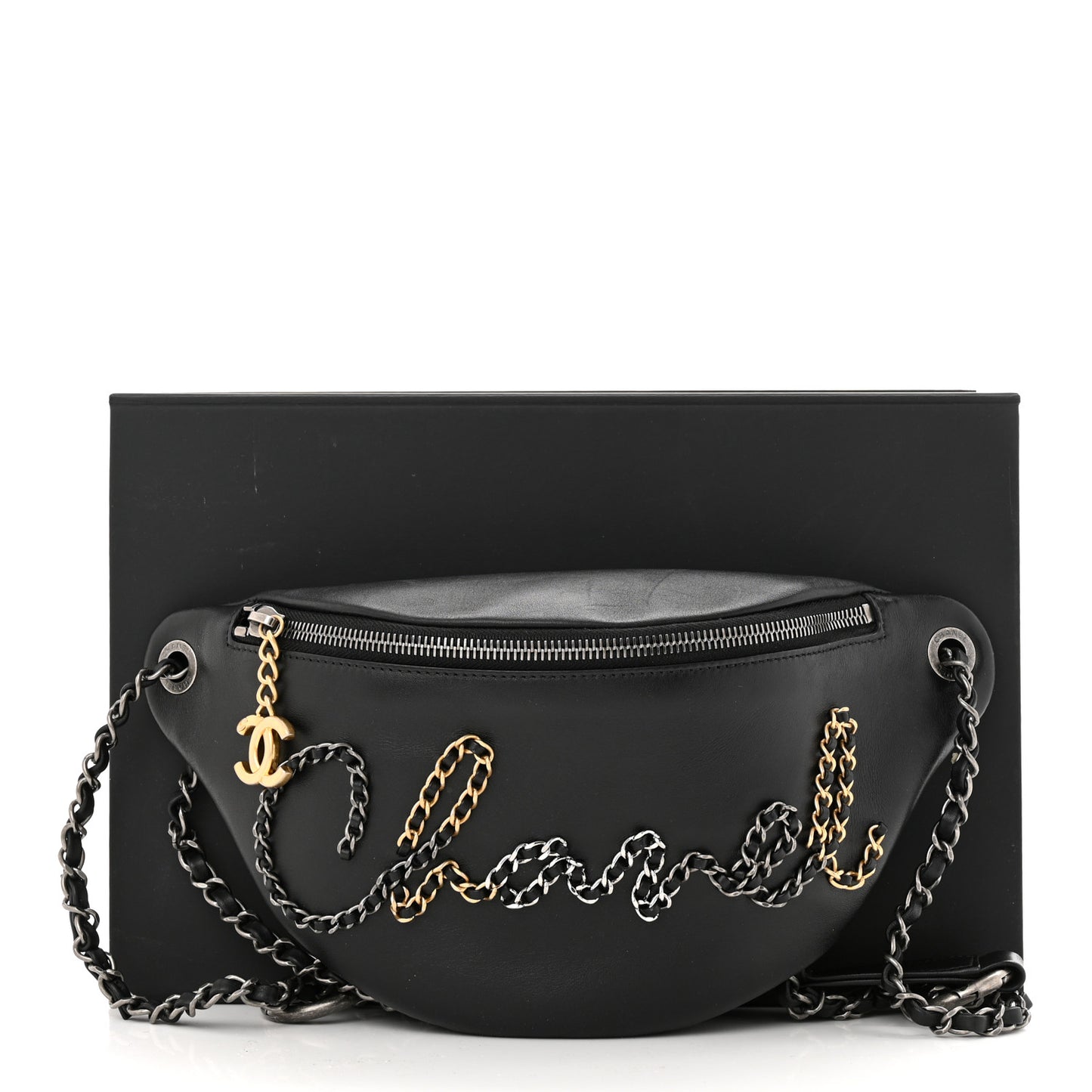 Calfskin Chain 20s Signe Waist Bag Black
