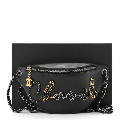 Chanel Calfskin Chain 20s Signe Waist Bag Black 11 of 11