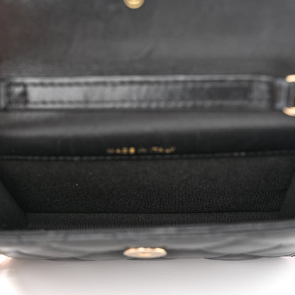 Chanel Shiny Lambskin Ribbon Quilted Flap Belt Bag Black 5 of 12
