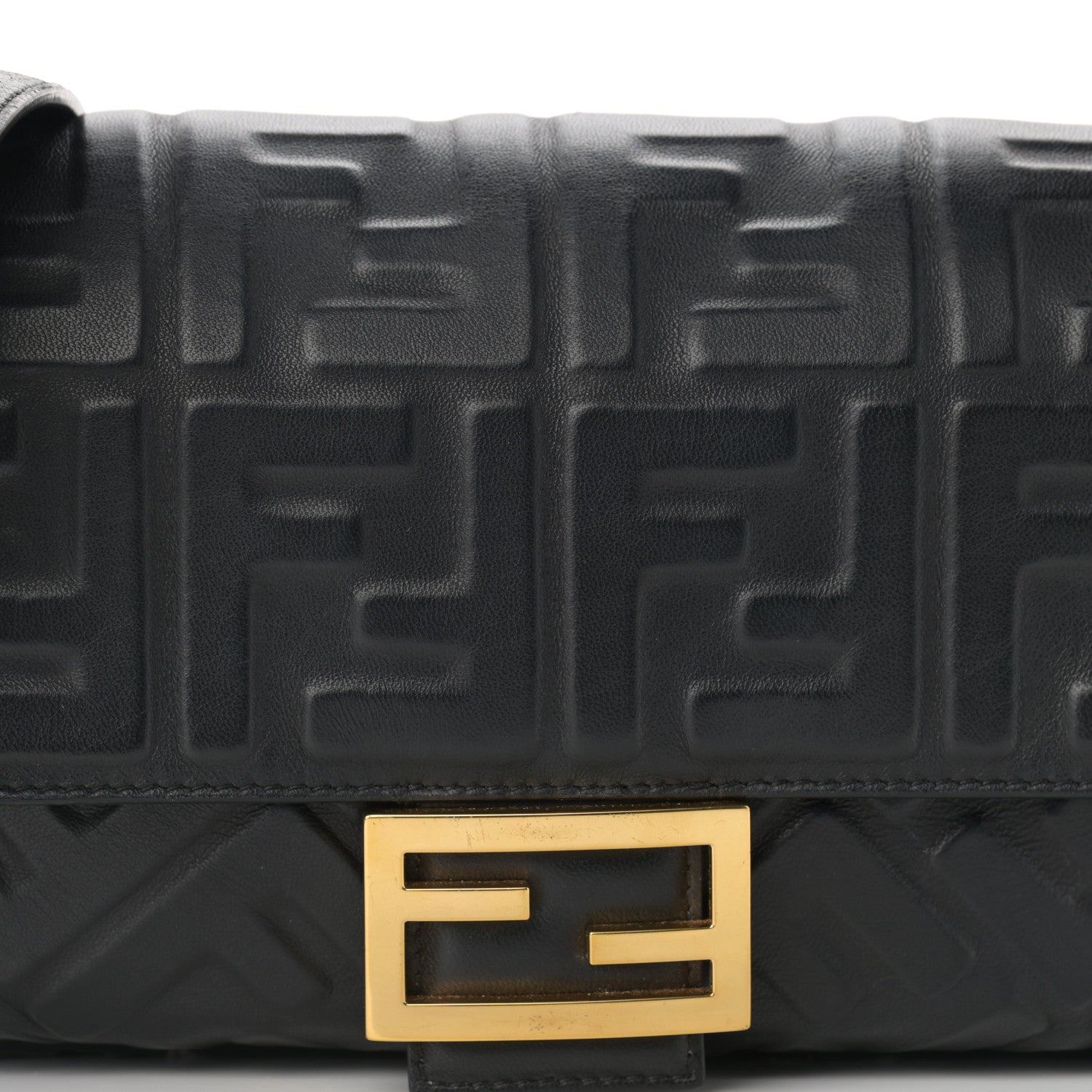 Fendi Nappa FF 1974 Embossed Baguette Black 8 of 10