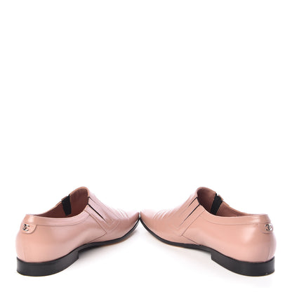 Chanel Glazed Calfskin Logo Slip On Loafers 38 Light Pink 6 of 11