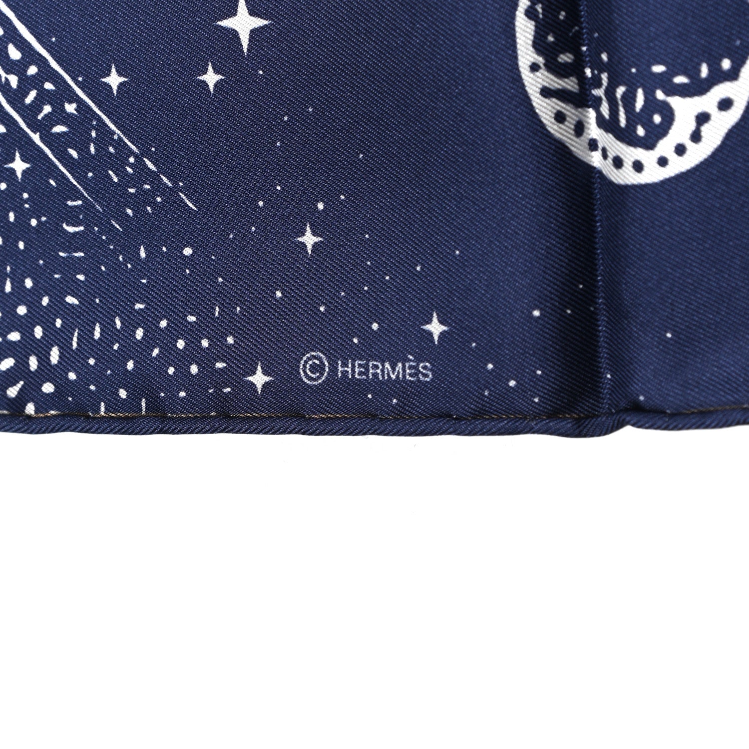 Hermes Silk Clair De Lune Double Face Scarf 90 Marine White Beige 4 of 5