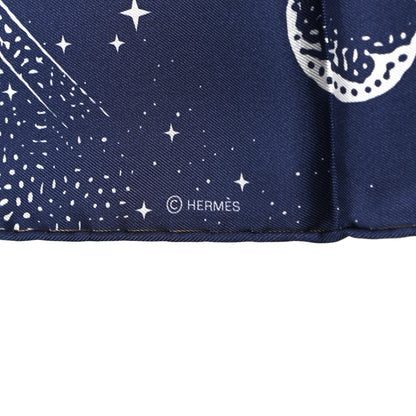 Hermes Silk Clair De Lune Double Face Scarf 90 Marine White Beige 4 of 5