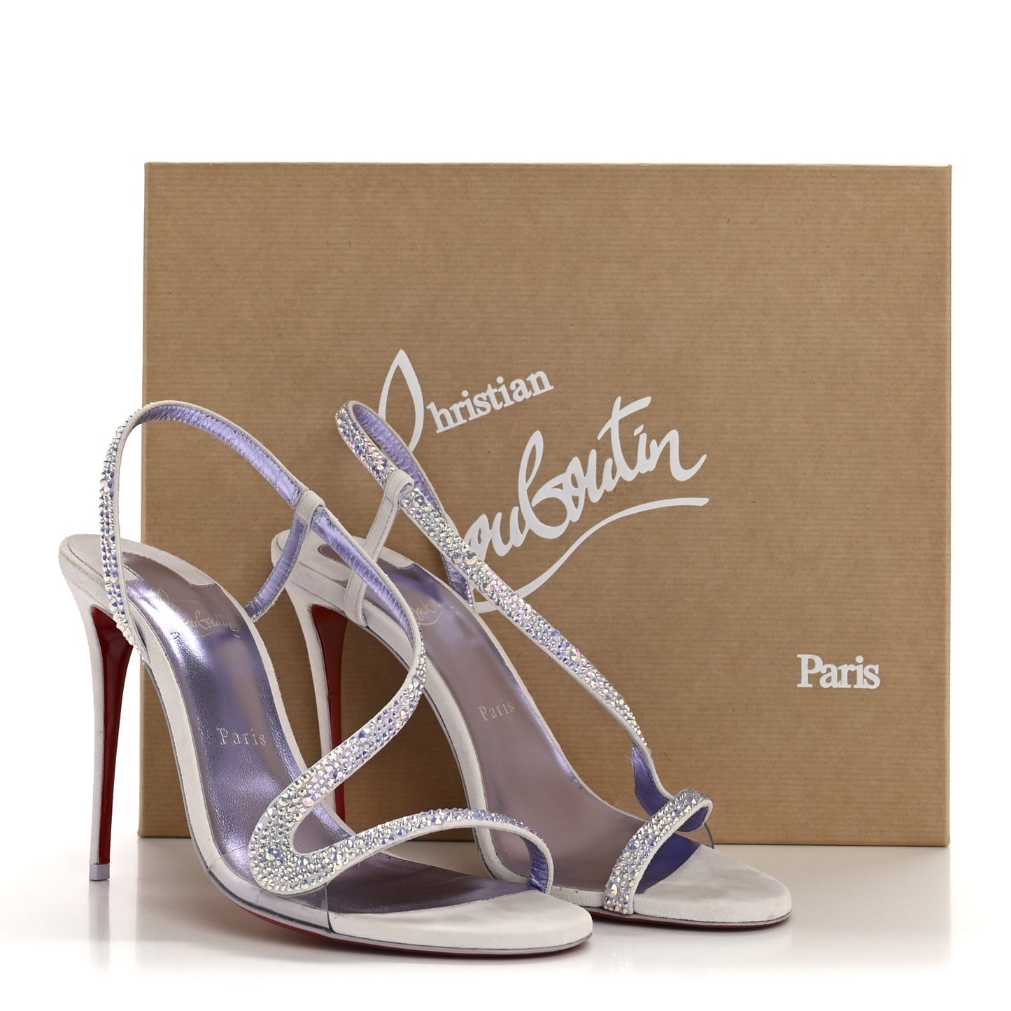Suede Crystal Strass Rosalie 100 Sandals 40 Lilac Smoke