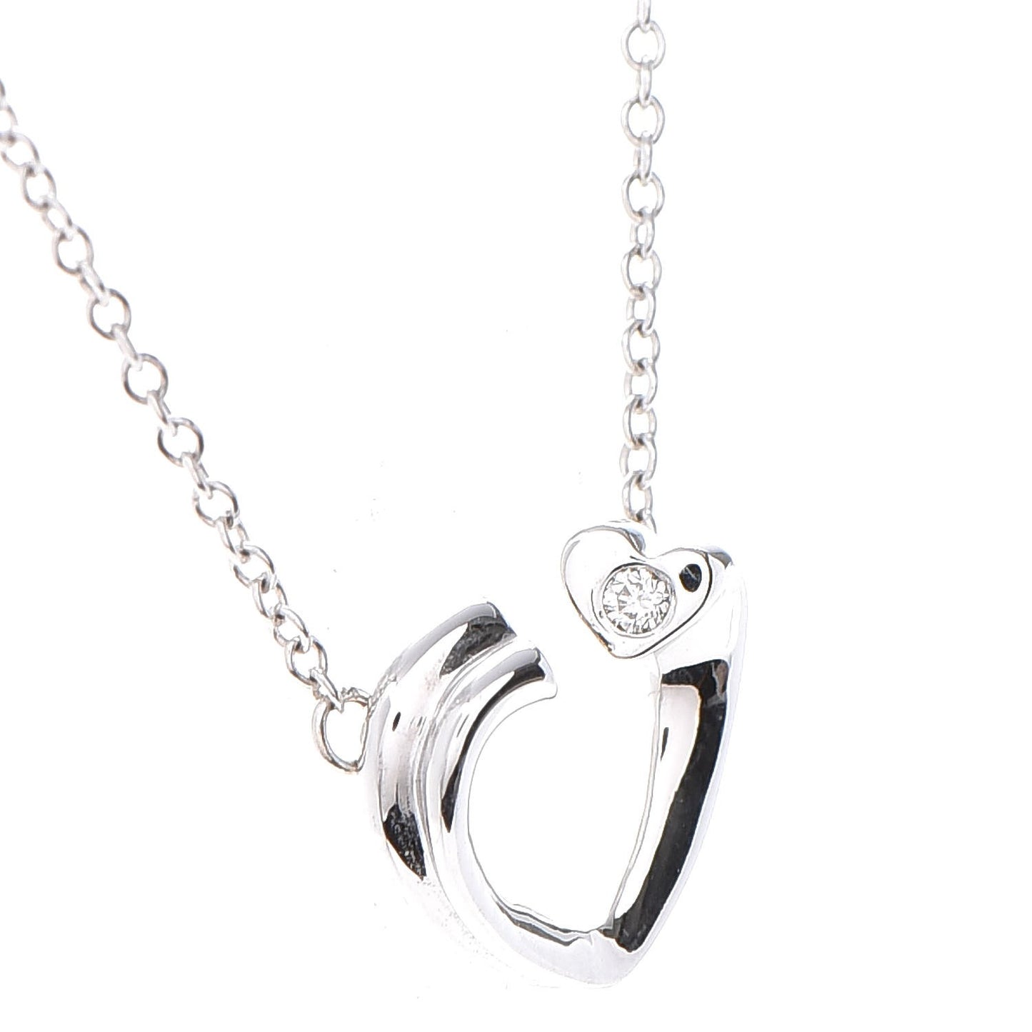 18K White Gold Diamond Paloma Picasso Tenderness Heart Pendant Necklace
