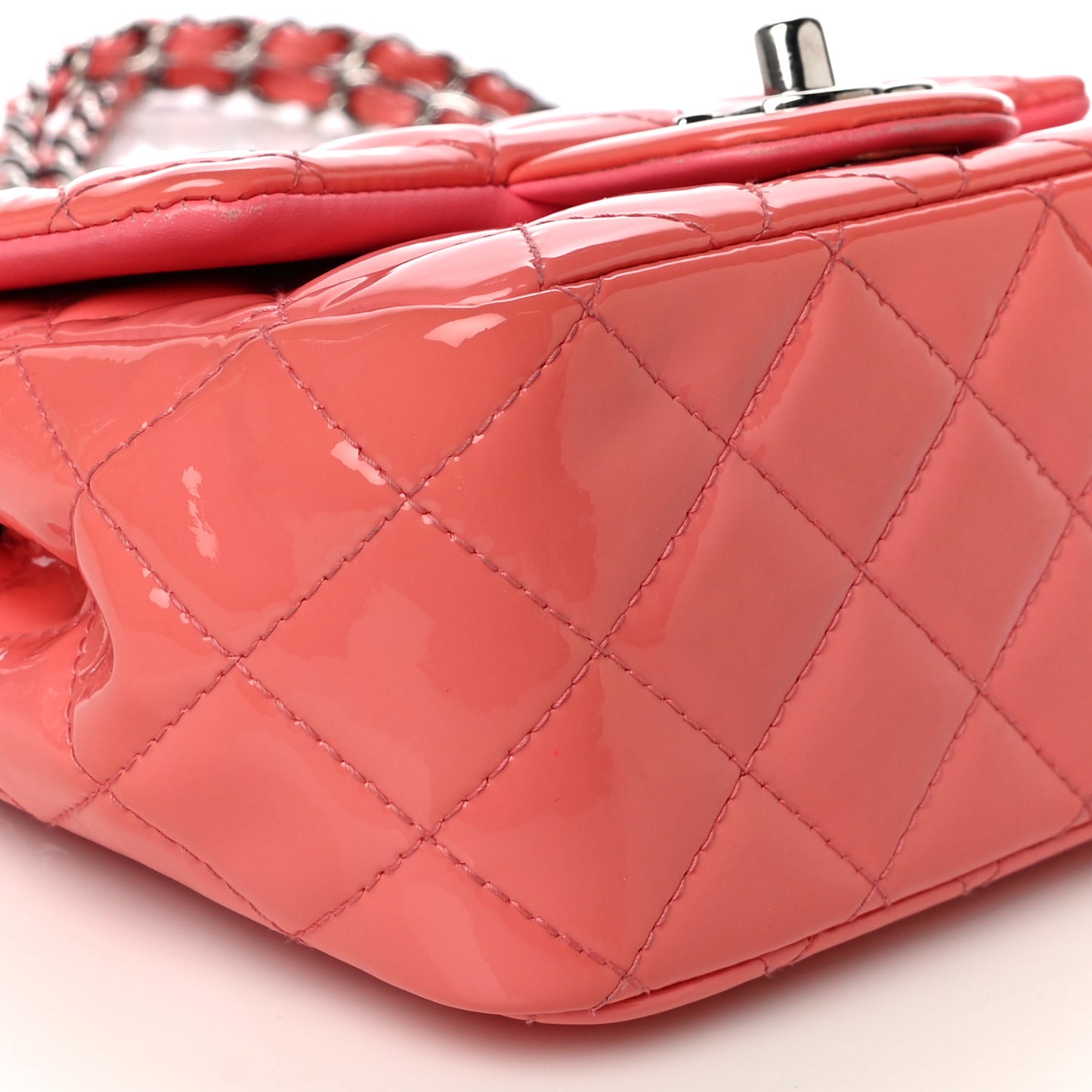 Patent Quilted Mini Square Flap Pink