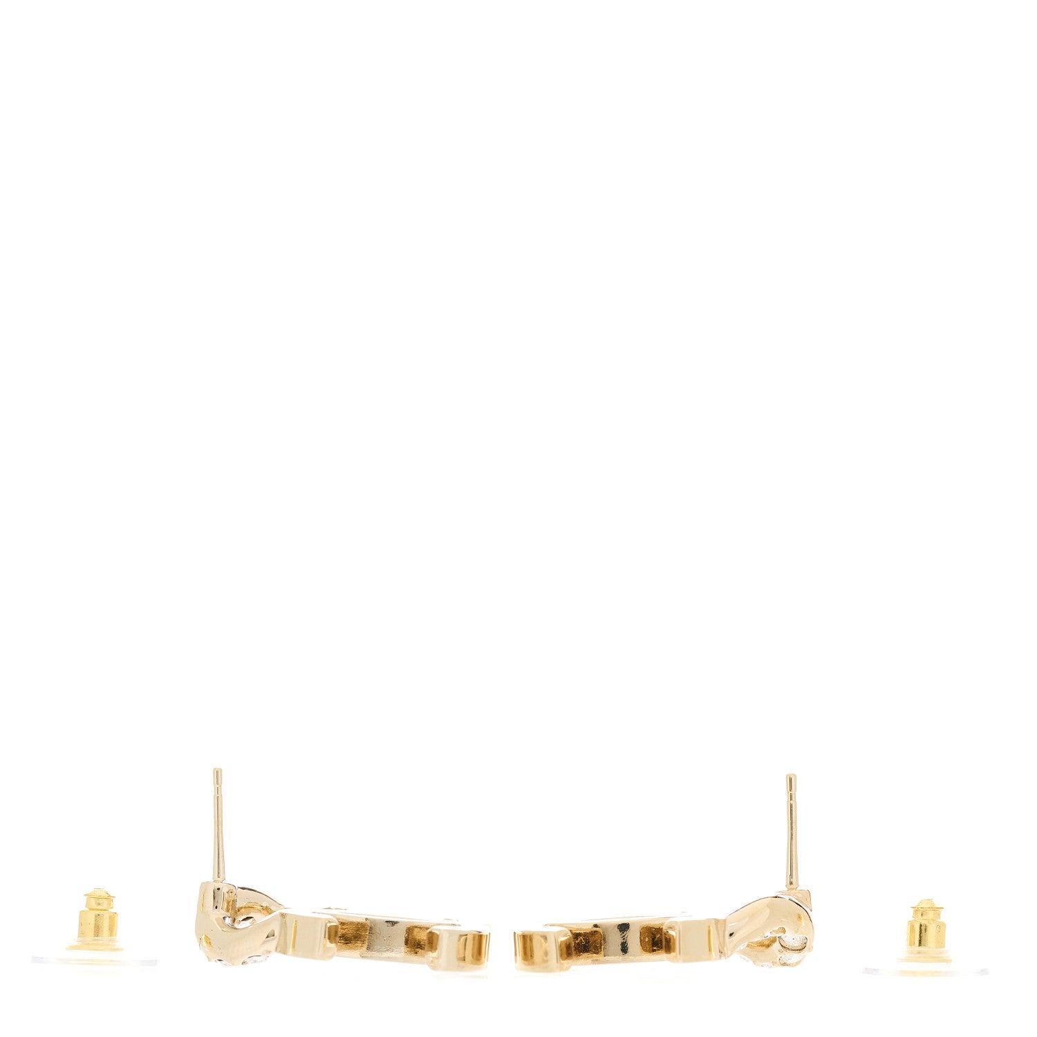 Chanel Crystal CC Earrings Gold 3 of 5