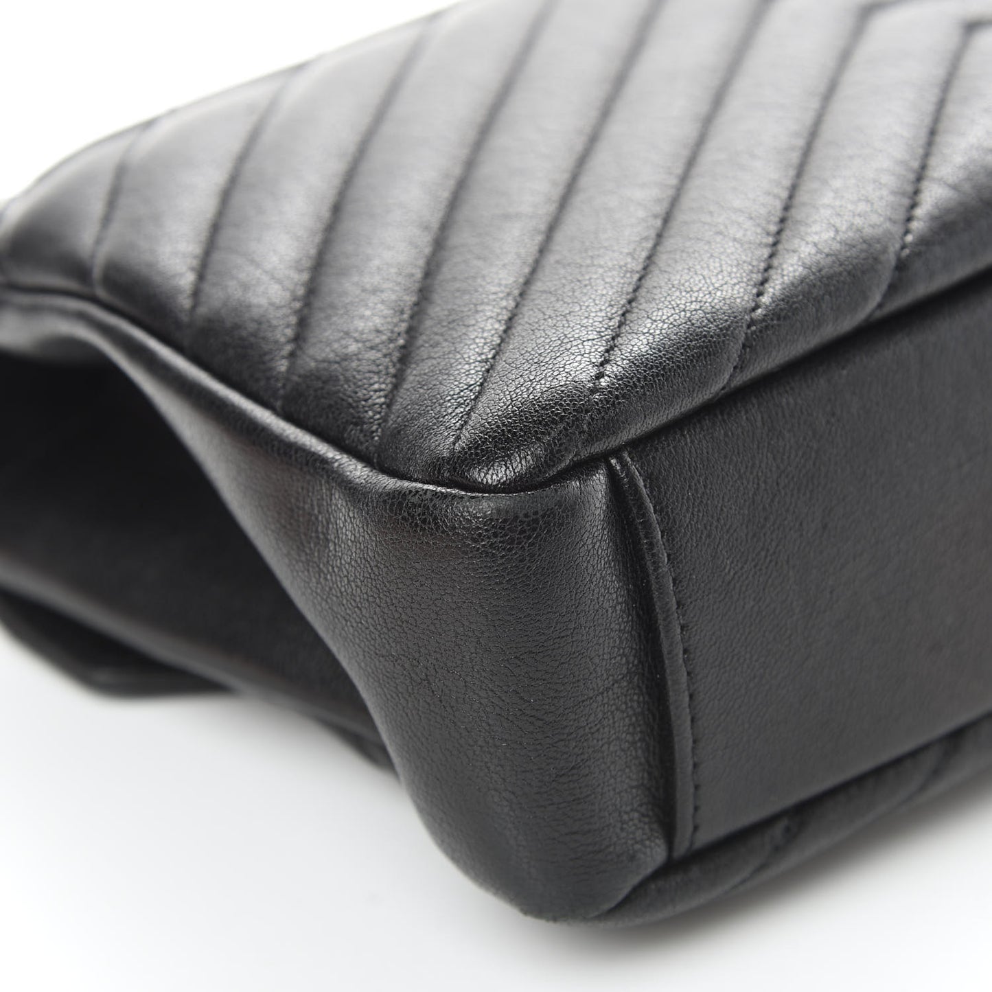 Sheepskin Matelasse Chevron Monogram Medium College Bag Black