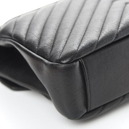 Saint Laurent Sheepskin Matelasse Chevron Monogram Medium College Bag Black 12 of 15