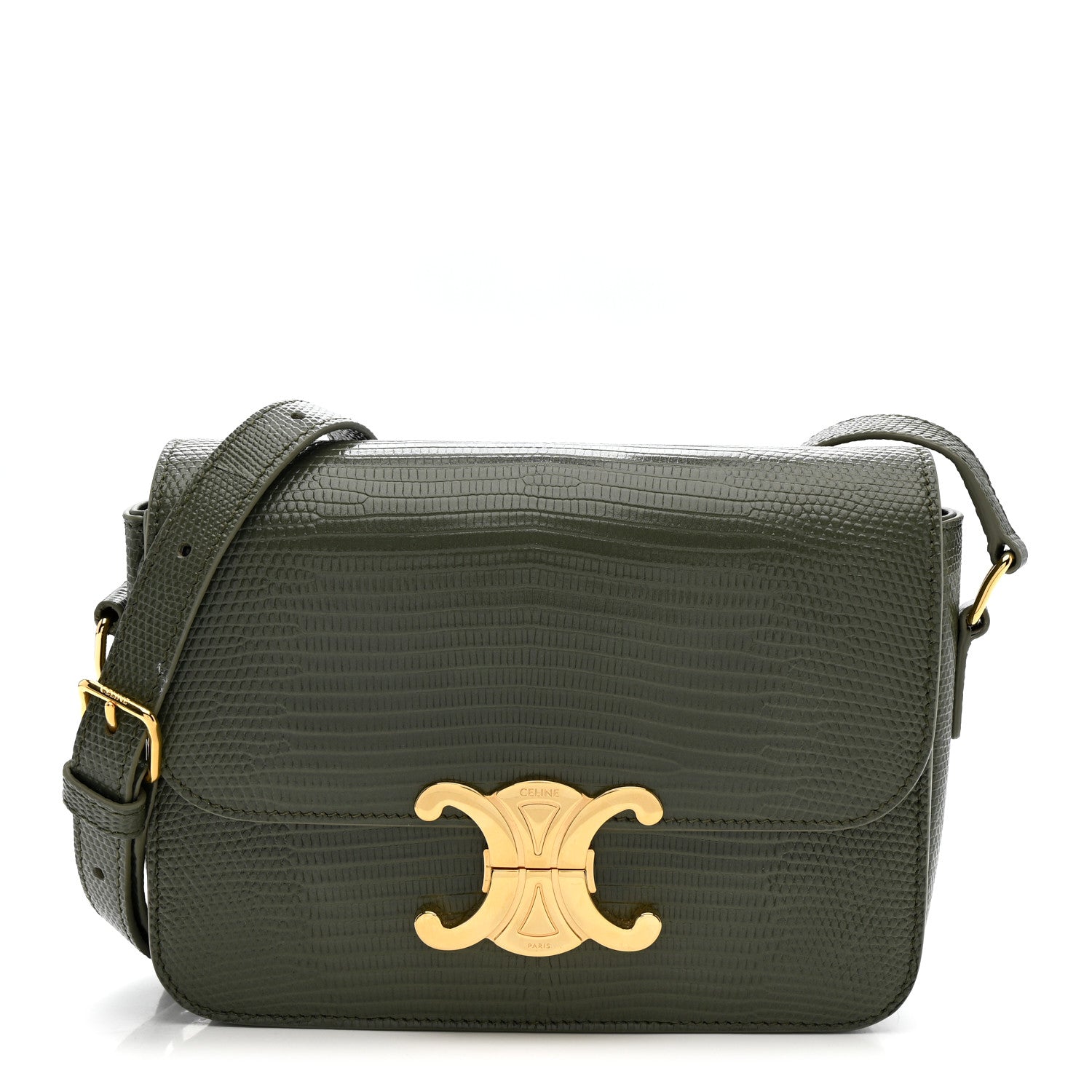 Celine Lizard Teen Triomphe Golden Khak 1 of 14