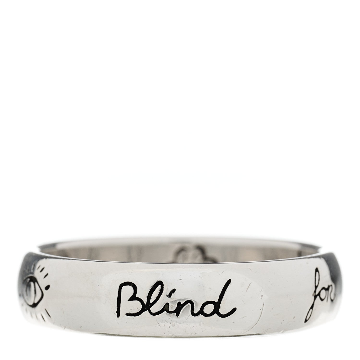 Gucci Sterling Silver Blind for Love Band Ring 58 8.75 1 of 6