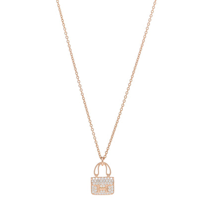 Hermes 18K Rose Gold Diamond Constance Amulettes Pendant Necklace 1 of 5
