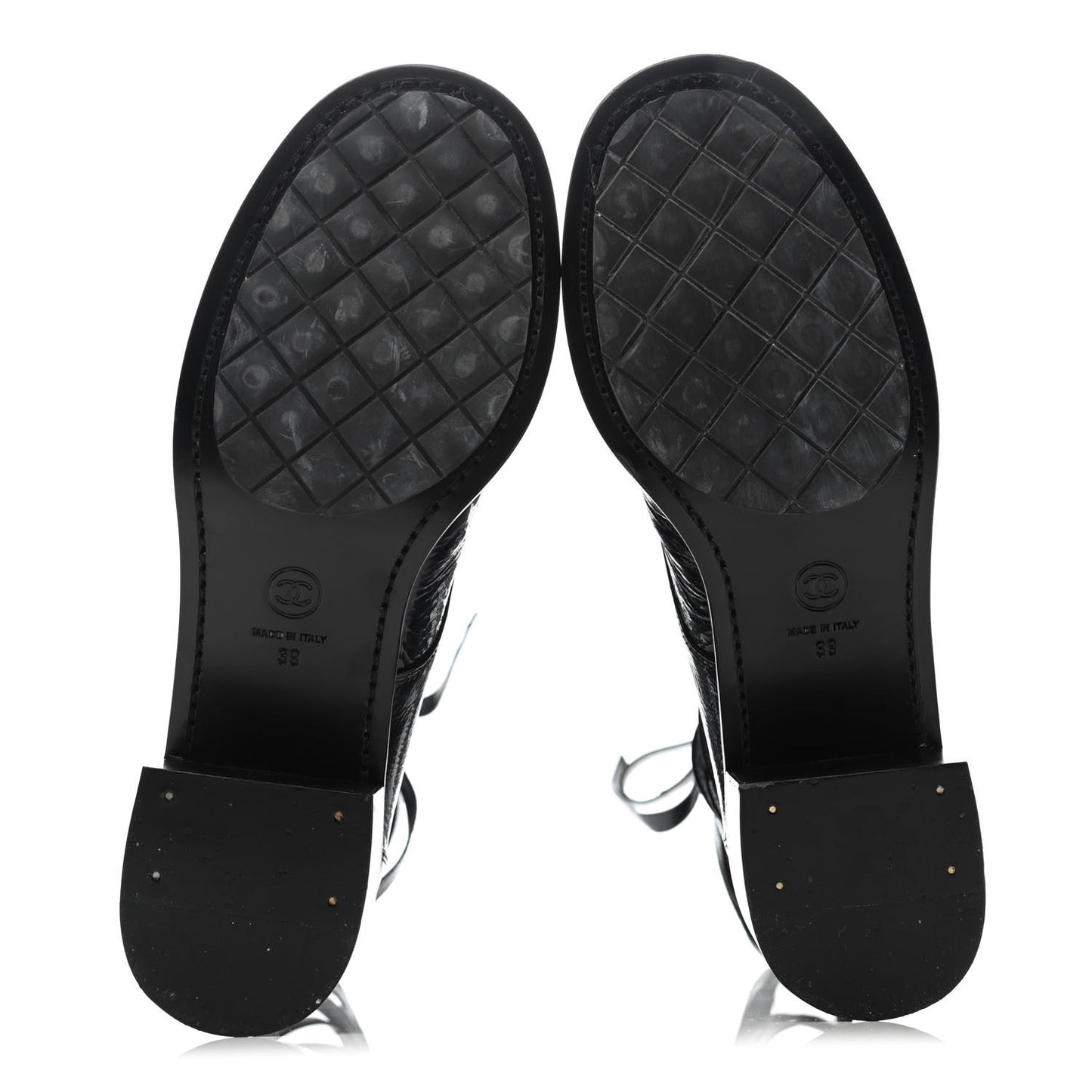 Crumpled Calfskin Lace Up Short Boots 39 Black