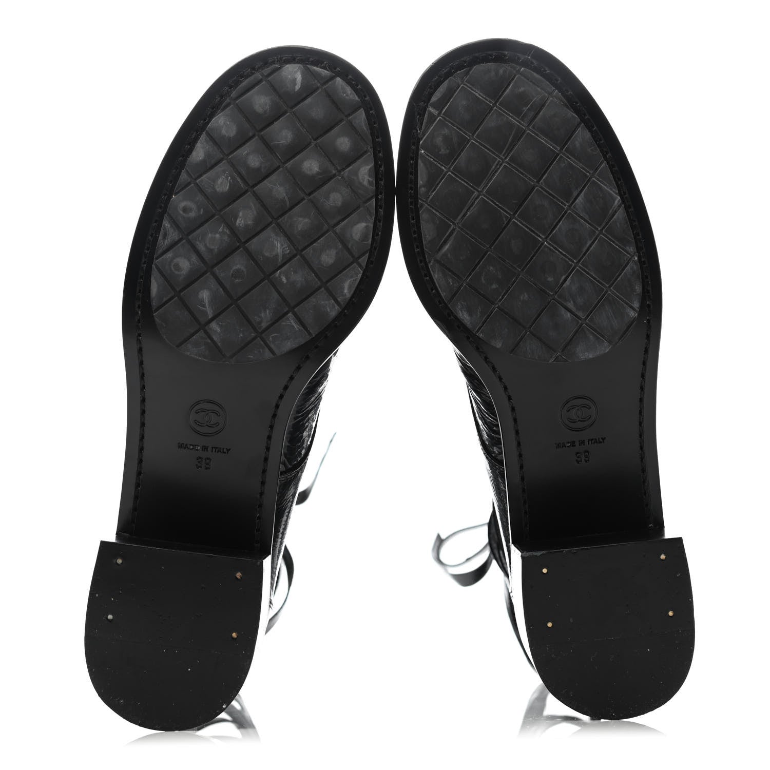 Chanel Crumpled Calfskin Lace Up Short Boots 39 Black 4 of 4