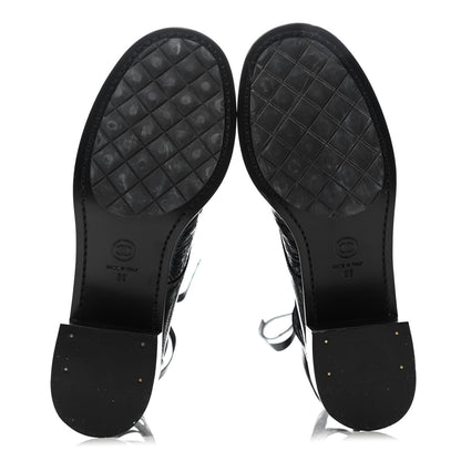 Chanel Crumpled Calfskin Lace Up Short Boots 39 Black 4 of 4