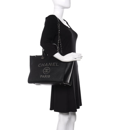 Chanel Caviar Small Studded Deauville Tote Black 2 of 9