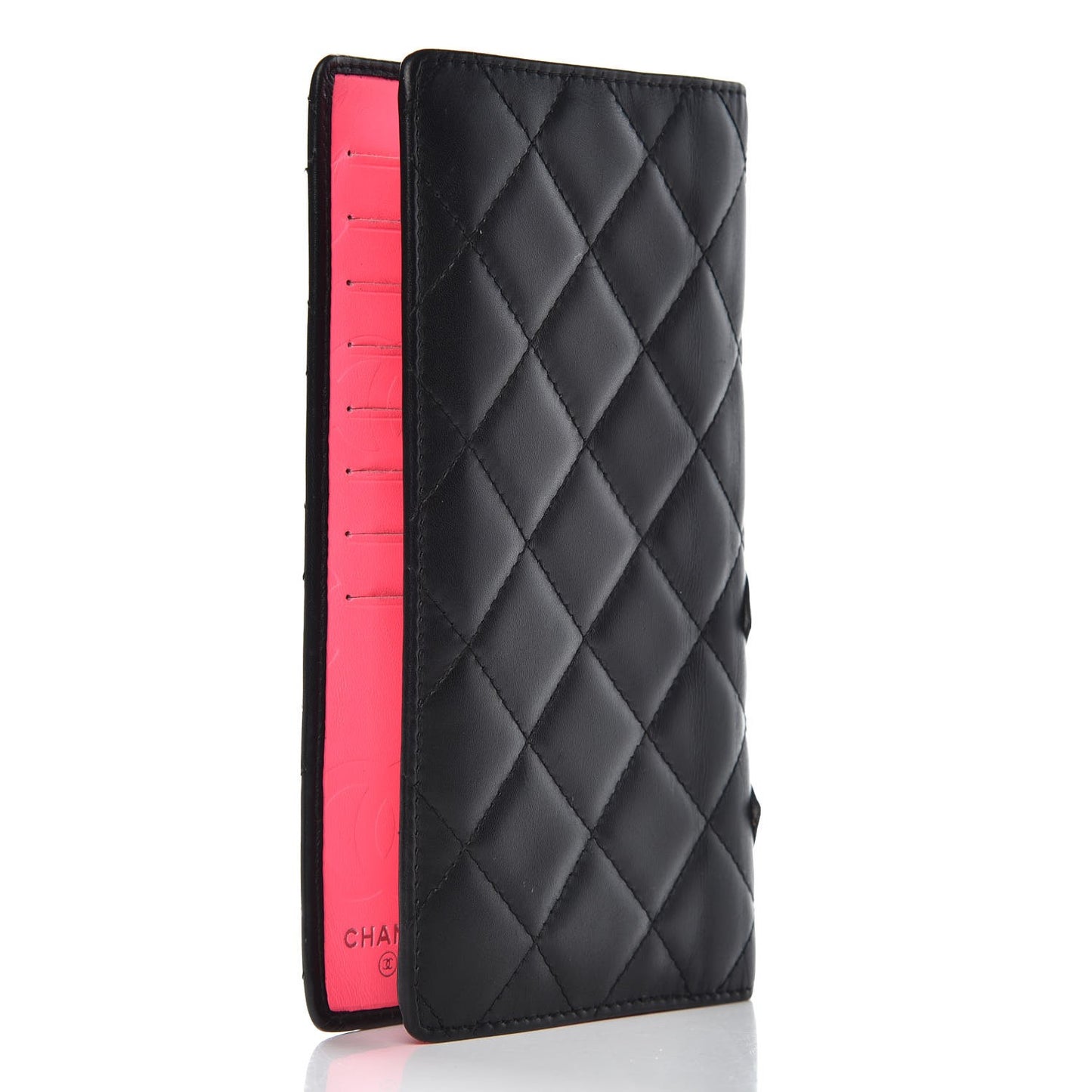 Calfskin Quilted Cambon Yen Wallet Black