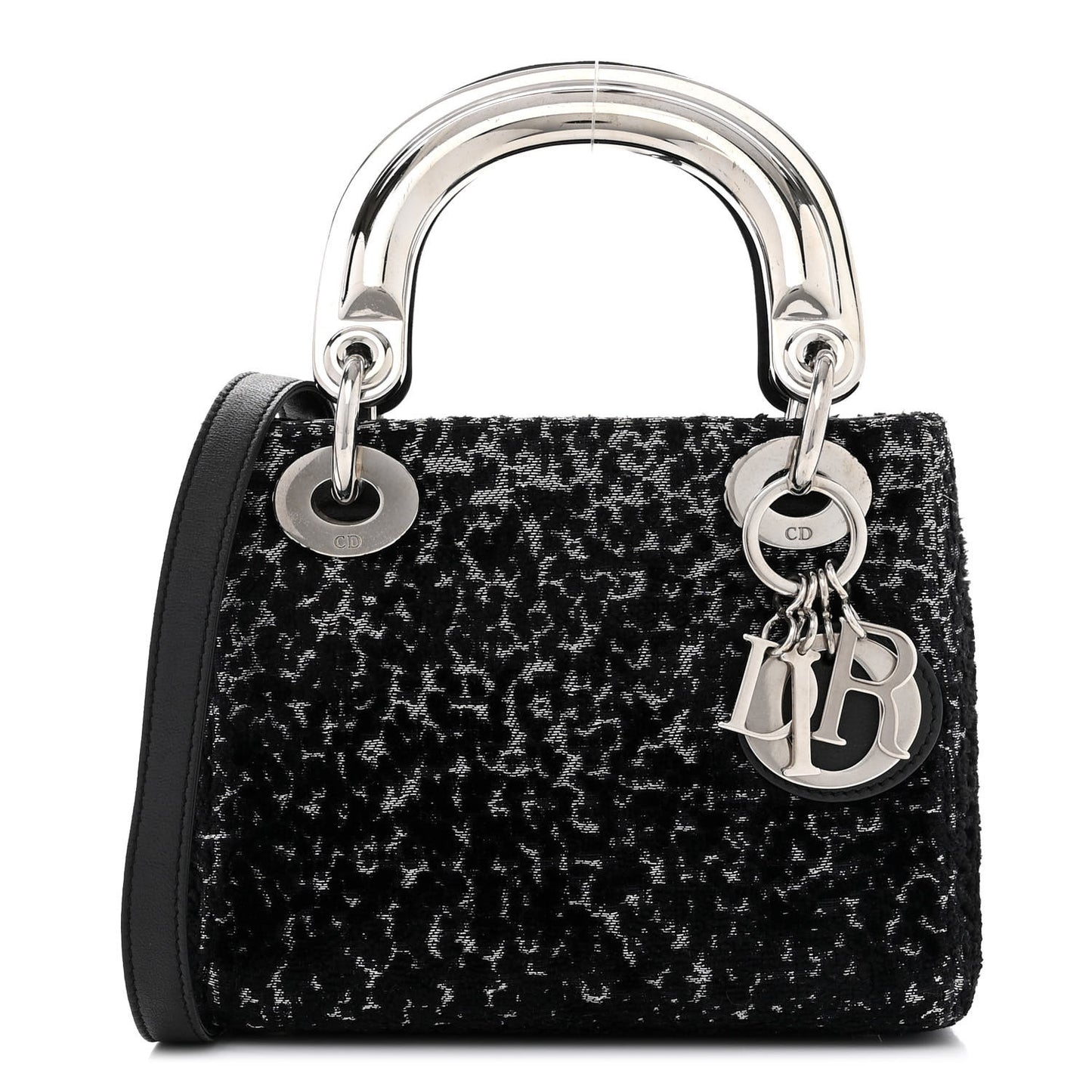 Velvet Leopard Print Mini Lady Dior Black