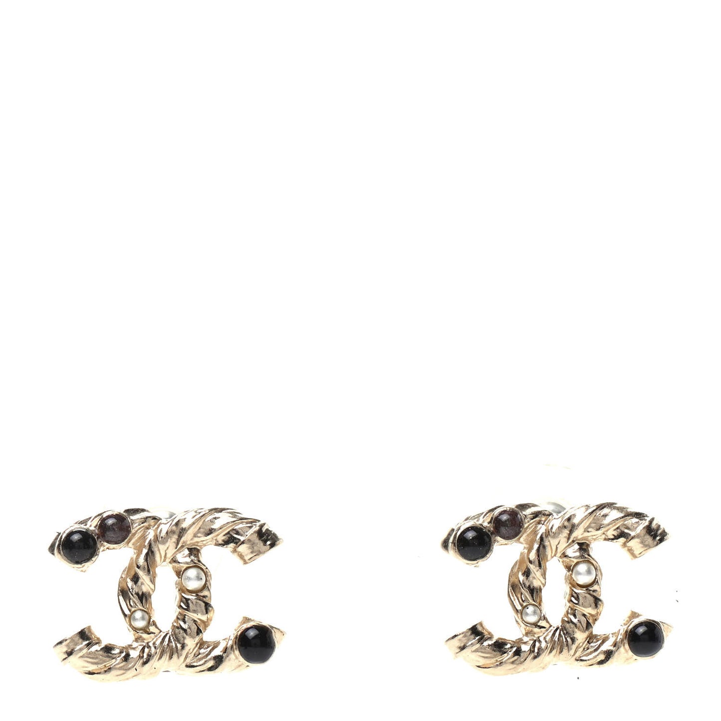 Pearl Resin Twisted CC Earrings Gold