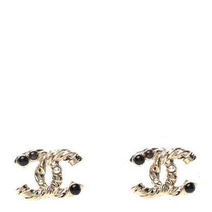Chanel Pearl Resin Twisted CC Earrings Gold 1 of 5
