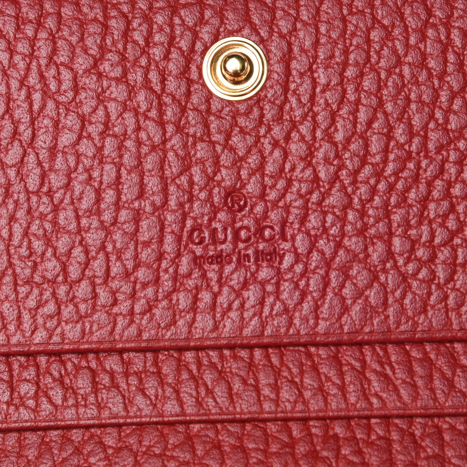Gucci Pebbled Calfskin GG Marmont Card Case Hibiscus Red 6 of 9